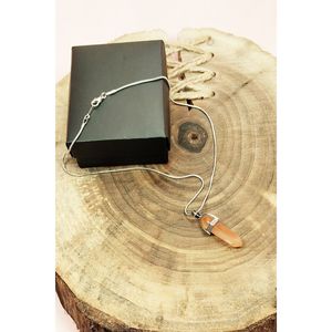 Catena di pietra naturale con pietra solare Design a mano fine collana: 35 cm catena-KRC3625-7138