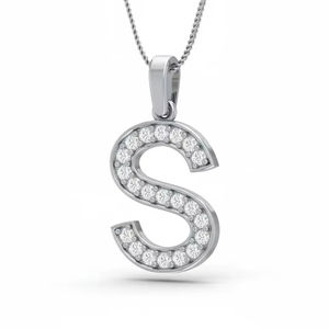 Premium Gold and Diamond S Alphabet Pendant in 18K White Gold with Real Diamonds Elegant Personalized Fine Jewelry Luxury Gift - Product Image 1