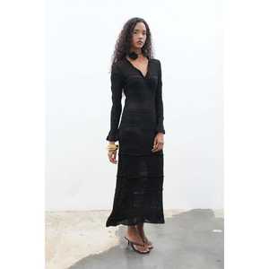 Vestido de Punto Mirca Maxi 2798 con Detalle de Volantes y Transparencias, Cintura Natural - Product Image 6