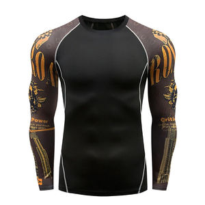 Custom Print Yoga Long Sleeves Men's Compression Shirts Wholesale Quick Dry Compression Gym Clothing - Product Image 4