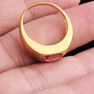 Anillo de plata con piedra rosa en forma de corazón oro Vermeil 925 conjunto de bisel de plata esterlina anillo ajustable anillos de piedra de nacimiento hechos a mano - Product Image 5