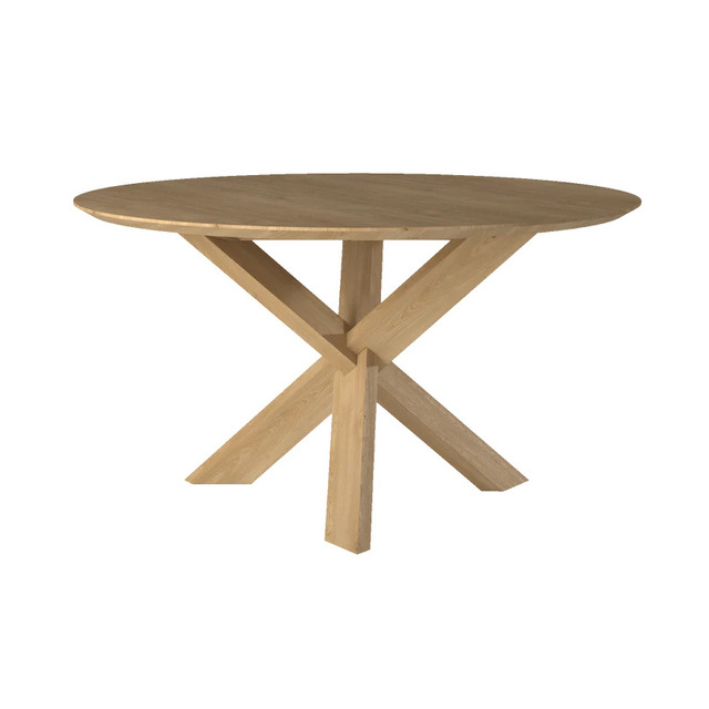 X-Leg Solid Wood Round Dining Table with Traditional Vietnamese Accents Contemporary Design Rustic Dining Room Home Furniture