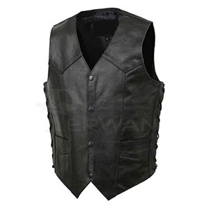 Ropa de calle sin mangas de cuero transpirable para hombre, Chaleco de cuero ligero de alta calidad con logotipo personalizado para hombre - Product Image 3
