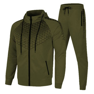 <b>Men's</b> Winter <b>Fleece</b> Hoodie <b>Jogger</b> Set Zipper Tracksuit with DTF DTG Screen and Digital Printing Sublimation in Solid Color - Product Image 4