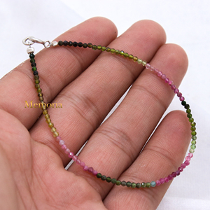 925 Sterling Silver Handmade Natural Tourmaline Round Faceted Gemstone <b>Bracelet</b> Reiki Chakra Spiritual <b>Healing</b> <b>Bracelet</b> - Product Image 5