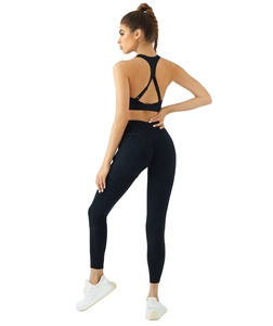 Traje de Yoga sólido Flexible para mujer, ajuste elástico sin costuras, tela transpirable, mallas elásticas, Sujetador deportivo, opciones de talla grande - Product Image 1