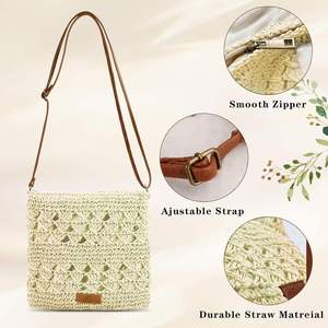 Bolso de Playa Pequeño Bototack para Mujer, Bolso de Hombro Tejido a Mano Estilo Boho, Moderno, para Vacaciones y Viajes - Product Image 6