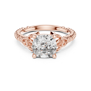 Anillo de Compromiso de Oro Amarillo de 14K con Diamante Corte Cojín para Mujer |   Diamante Cultivado Nuevo - Product Image 2