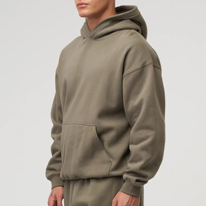 Chándal de diseño personalizado 100% algodón para hombre, jersey liso con capucha y pantalones de chándal, conjunto de dos piezas de forro polar de algodón - Product Image 6
