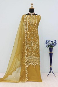 Vestido Anarkali/Salwar Kameez Reversible de Seda Georgette Ligero con Bordado Delantero y Trasero para Mujer/Niña, Ideal para Fiestas - Product Image 5