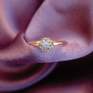 Bague ronde en diamant naturel mêlée pour cadeau d'anniversaire 18K or massif prix abordable bijoux légers pour cadeau - Product Image 1