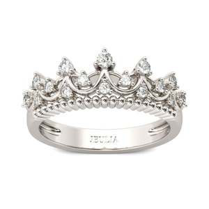 Jeulia Sterling Silver <b>Crown</b> <b>Ring</b> with Zircon-Trendy Rhodium Plated Engagement Jewelry - Product Image 1