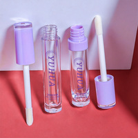 Tube de brillant à lèvres transparent en AS+ABS de 5ml, 6ml, 8ml avec bouchon à pinceau pour rouge à lèvres et blush, impression sérigraphique
