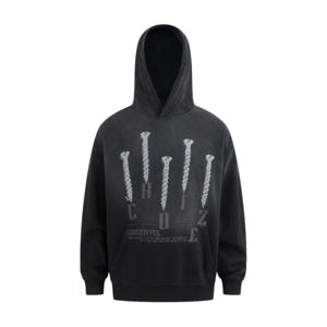 100% Cotton Customized Embroidered Fleece Pullover Hoodie <b>Black</b> Distressed Acid Wash Vintage Streetwear <b>Sweatshirt</b> <b>Plain</b> Dyed - Product Image 1