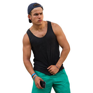 Ropa Hombre Débardeur côtelé à col cuillère coupe ajustée personnalisé en gros Vêtements de sport Débardeur en coton blanc pour hommes - Product Image 2