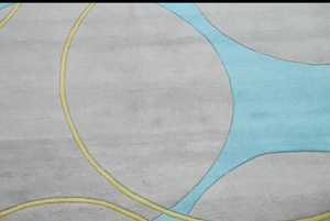 Tapis d'intérieur contemporain oriental fait main en laine, touffeté à la main, design circulaire, nouvelles options de taille disponibles - Product Image 4