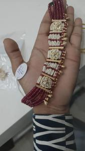 Collier Kundan en perles vertes royales avec perles et boucles d'oreilles Bijoux de fête de mariée multicouches pour grandes occasions et cadeaux - Product Image 4