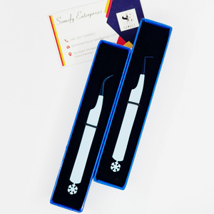 Pinzas profesionales para extensión de pestañas de acero inoxidable azul cielo de 0,03mm, puntas de volumen Regular de precisión, aplicador de agarre perfecto - Product Image 6