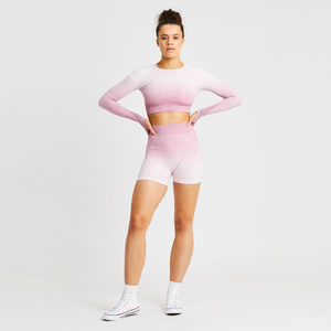 Pantalones cortos de gimnasio de entrenamiento de cintura alta para mujer, precio al por mayor, ropa deportiva transpirable con logotipo personalizado para correr, yoga, botín, ejercicio caliente - Product Image 2