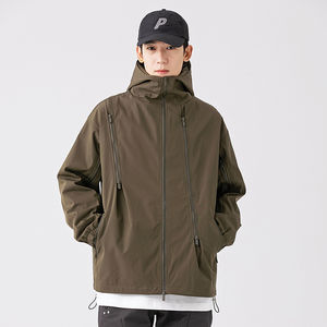 OEM diseño personalizado al aire libre chaquetas sueltas de color sólido cortavientos chaqueta de hombre - Product Image 2