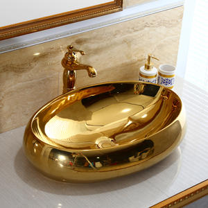 Gran oferta, piedra acrílica de cerámica, <span class=keywords><strong>lavabo</strong></span> de Color dorado, <span class=keywords><strong>lavabo</strong></span> dorado, <span class=keywords><strong>precio</strong></span> de <span class=keywords><strong>lavabo</strong></span> de baño - Product Image 1