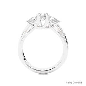 0,66 Ct Cut Lab Grown Diamond Anillo de compromiso Tres piedras 14K Oro blanco CVD Estilo bohemio IGI Certificado Regalo de aniversario para - Product Image 2