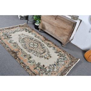 พรมปูพื้นผืนใหญ่สไตล์คลาสสิกสไตล์ตุรกีโบราณ3.8 x 6.6ft ผ้าขนหญ้าทะเลสีน้ำตาลเบจพรมรองในห้อง - Product Image 4