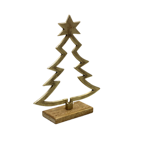 Classic Decorative Luxury Handmade X-Mas <b>Tree</b> With Aluminum/Wood Rough Brass Finished for Home Decoration - Product Image 6