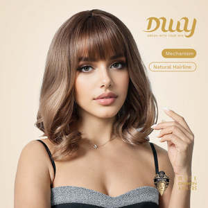 DWY Dorian Gold Blonde Synthetic <b>Wig</b> Shoulder-Length with Natural Curly Style <b>Short</b> Heat Resistant <b>Wig</b> with Transparent Lace - Product Image 3