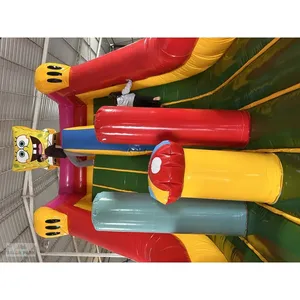 Structure gonflable commerciale à thème Bob l'éponge avec toboggan, équipement de jeu extérieur pour enfants, château gonflable en PVC - Product Image 5