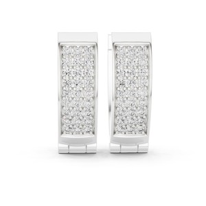 Pendientes de Aro Rectangulares con Pavé de Moissanita Redonda, Plata de Ley 925, 54 Piedras - Product Image 2