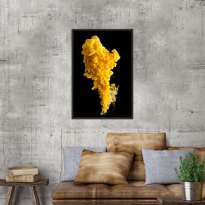 Yellow Smoke Art: Boho Modern Printed <b>Canvas</b> Artwork, Elegant Decor,BLACK <b>FRAMED</b> <b>CANVAS</b> - Product Image 1