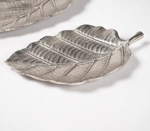 Handmade Aluminum Creative Low MOQ Decorative Leaf Trays <b>Serve</b> Ware Trays <b>Set</b> of Two Manufacturer Wholesaler - Product Image 4