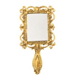 Antique Brass Handheld <b>Mirror</b> Vintage-Inspired Decorative Accent Piece - Product Image 3