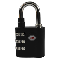 ABA 107908 Cadenas à combinaison à 3 chiffres tendance en alliage de zinc et acier avec fonction à came pour usage sur porte