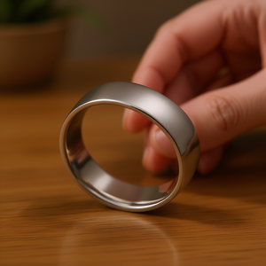 Anillo de boda Fancy & Stacy Comfort Fit de 7 mm, acero inoxidable, pulido a espejo, unisex, talla 6 - Product Image 3