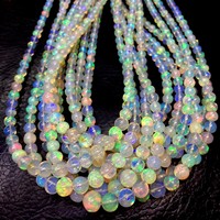 Chaîne de perles d'opale de feu éthiopienne, lisses et polies, naturelles, multicolores, qualité supérieure, 8x10 9x11 20 carats, certifiées IGI, bijoux
