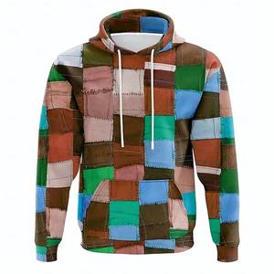 Sudadera con Capucha Casual de Verano para Hombre y Mujer, Corte Regular, Felpa, Poliéster/Algodón, Estampado Digital Geométrico Colorido - Product Image 5