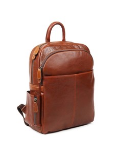 Sac à dos minimaliste en cuir véritable Tan unisexe, sac pour ordinateur portable 15 pouces, sac de travail professionnel, voyage, fermeture éclair, durable - Product Image 3