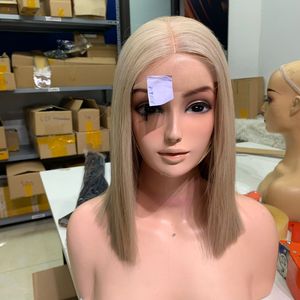 Vente chaude 100% Vietnam Cheveux Humains Bruts Blonde Gris Couleur HD Lace Front Perruques Os Droite Style Frontal Lace Perruque Transparent - Product Image 4