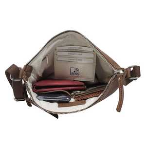 Nappa แบบพรีเมี่ยมสไตล์โบฮีเมียนพิเศษหนังแท้แบบคาดตัวกระเป๋าสะพายข้างมีซิปด้านบนประดับพู่แบบสัมผัสนุ่มผู้จำหน่ายอินเดีย - Product Image 5