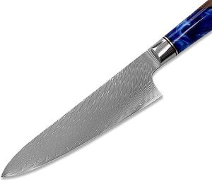 Vente en gros de couteau de chef damas de qualité supérieure personnalisé OEM ODM couteau de cuisine en acier inoxydable avec manche en bois et résine - Product Image 3