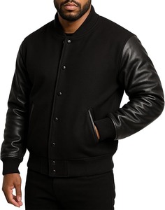 2025 nuevo OEM 100% chaquetas de béisbol universitarias de alta calidad para hombres algodón poliéster venta completa bombardero liso estilo callejero - Product Image 1