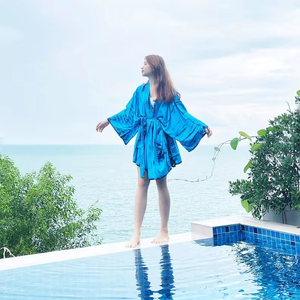 Nueva llegada bellamente diseñado Venta caliente Playa nadar cubrir vestido Tie Dye Kimono para entrega en todo el mundo última manga completa - Product Image 1