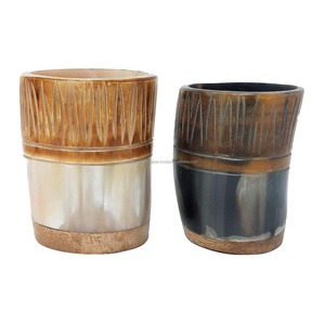 Tapa de cristal de cuerno de búfalo hecha a mano tradicional, taza de viaje de estilo americano ecológico, patrón de Navidad, apto para lavavajillas grande - Product Image 3