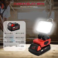 Luz de batería portátil de 20W, 2000LM y 7 pulgadas para m18 con puerto de carga USB y tipo C, luz de trabajo de inundación LED, batería compatible