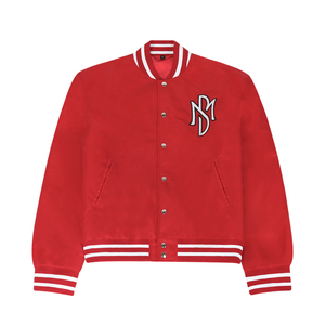 Design Your Own Logo Plain Dyed Bomber Jacket Orange Varsity Jackets Custom Logo Waterproof Baseball Jacket for Men - Product Image 2