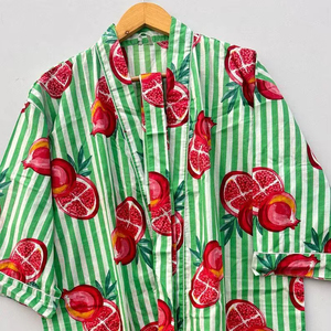 Green White Daisy Print Floral Cotton Kimono <b>Robe</b> Lightweight Summer Bathrobe Soft Sleepwear for <b>Spa</b> Boho Night Casual Dresses - Product Image 1