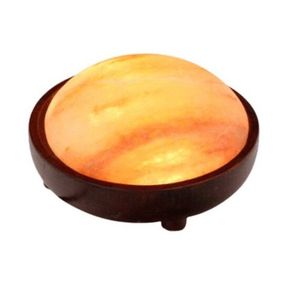 Lámpara de tazón de sal del Himalaya de doble cúpula Premium con base de madera artística para brillo natural y decoración romántica - Product Image 5