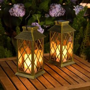 Lanterne décorative suspendue bougie sans flamme scintillante lanterne de jardin en métal vintage étanche pour décoration de table patio cour - Product Image 1